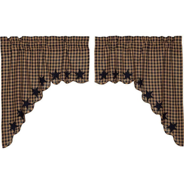 Navy Star Scalloped Swag Curtain Set of 2 36x36x16 - The Fox Decor